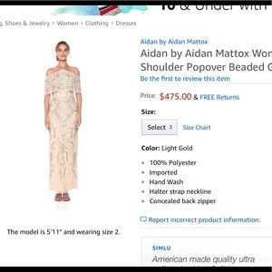 Aidan Mattox Gold Sequin Dress